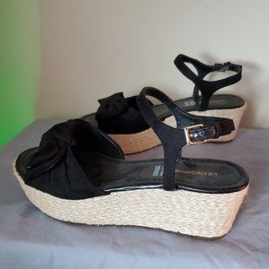 Cute Liz Claiborne Black Bow Platform Espadrilles